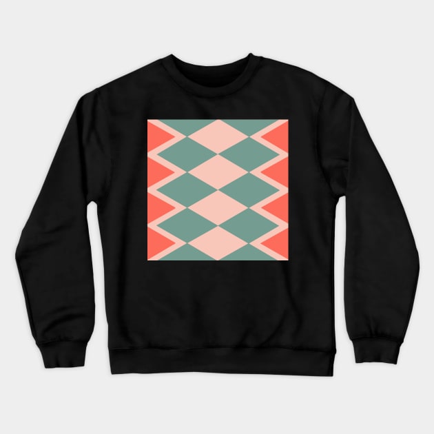 Teal Orange Tile Retro Crewneck Sweatshirt by Hellbender Creations